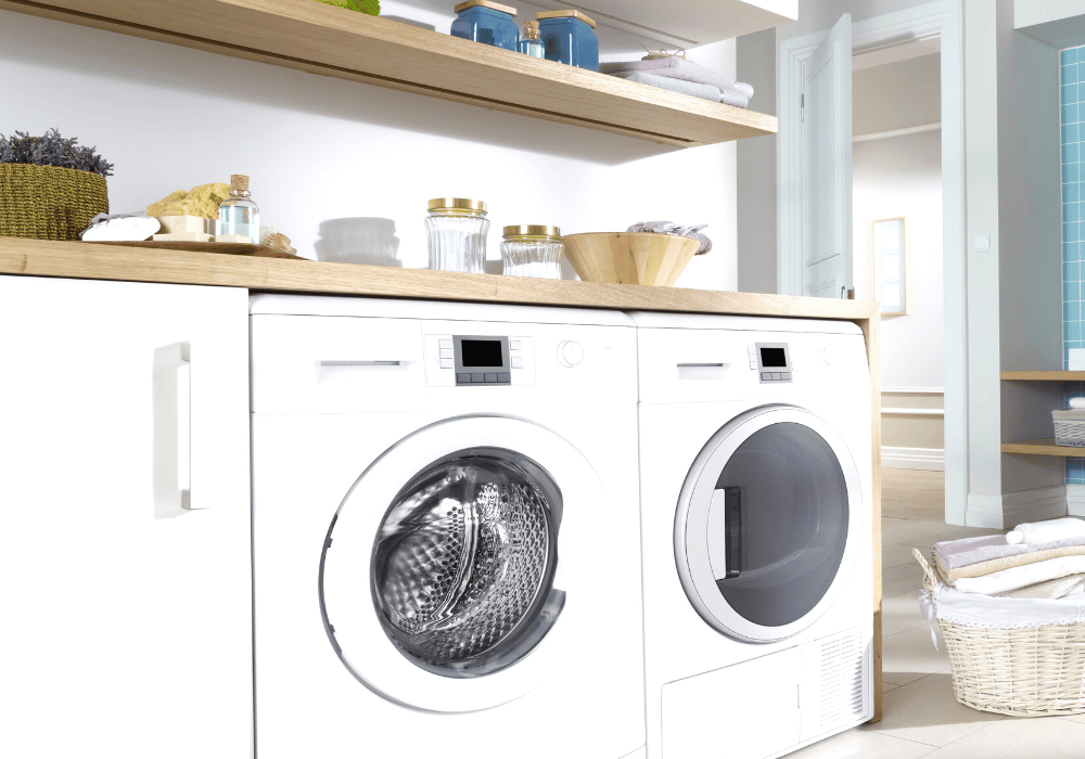 laundry room with organized and renovated features